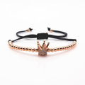 Handgemachte verstellbare Seil Stahl Bead Crown Armband